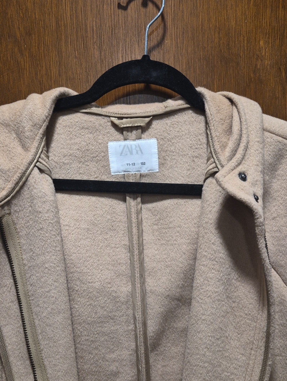 ZARA Women's Beige Teddy Jacket with Hood